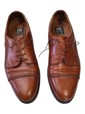Cable & Co. Men's Leather Cap Toe Oxfords Brown Made in Italy 11.5 D